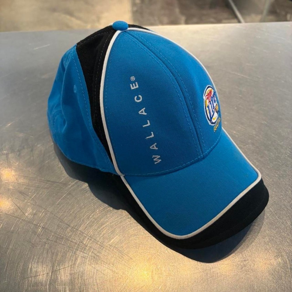 Vintage NASCAR blue & black Grant Wallace hat